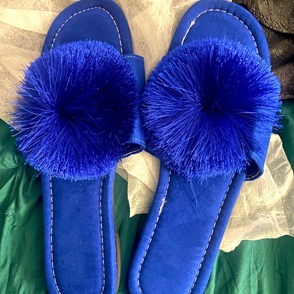 Shoes - Brand new Pom Pom royal blue slides, size 42
